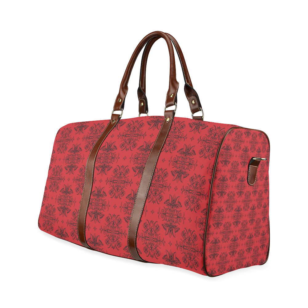 Wall Flower in Aurora Red by Aleta Waterproof Travel Bag/Large (Model 1639)