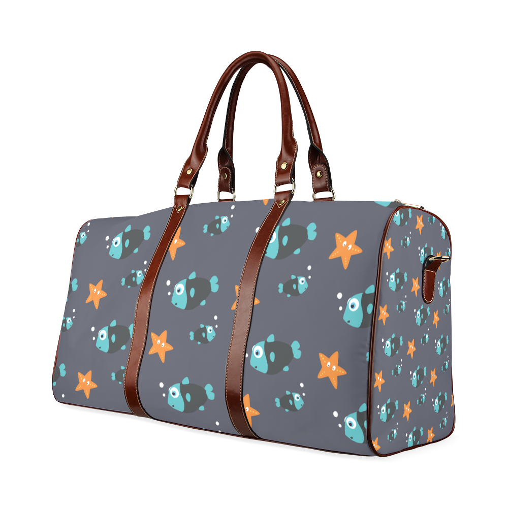 Blue fish and starfish   - sea and fish Waterproof Travel Bag/Large (Model 1639)