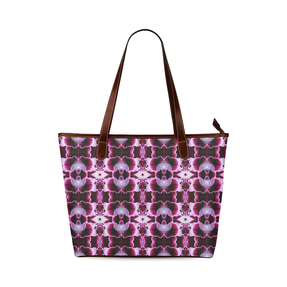 Purple White Flower Abstract Pattern Shoulder Tote Bag (Model 1646)