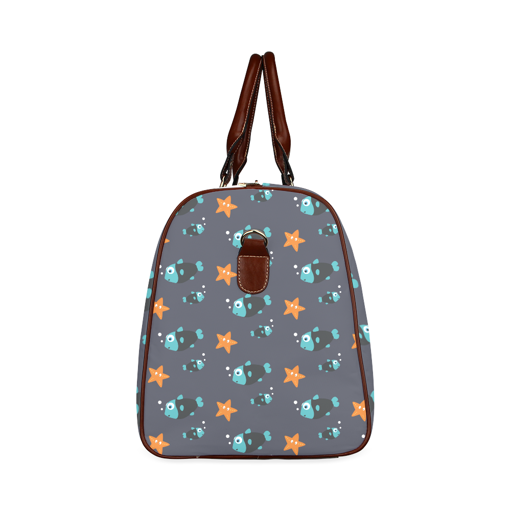 Blue fish and starfish   - sea and fish Waterproof Travel Bag/Large (Model 1639)