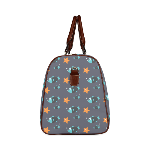 Blue fish and starfish   - sea and fish Waterproof Travel Bag/Large (Model 1639)