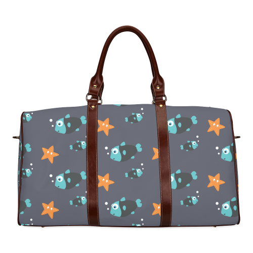 Blue fish and starfish   - sea and fish Waterproof Travel Bag/Large (Model 1639)