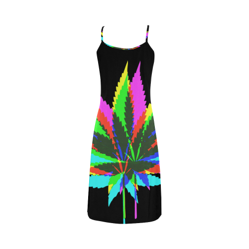 Wild Hemp Leaves - neon colored Alcestis Slip Dress (Model D05)