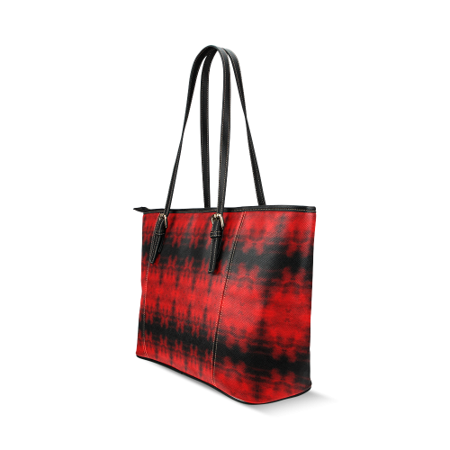 Red Black Gothic Pattern Leather Tote Bag/Small (Model 1640)