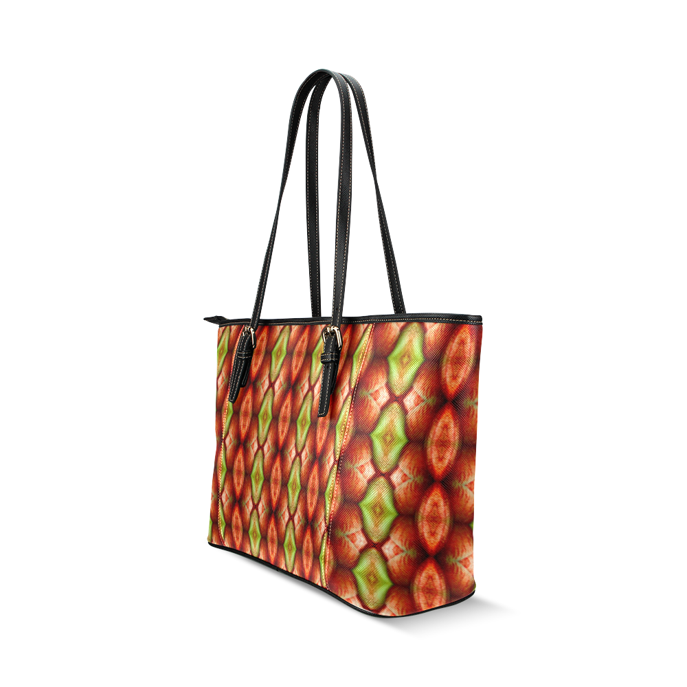Melons Pattern Abstract Leather Tote Bag/Small (Model 1640)