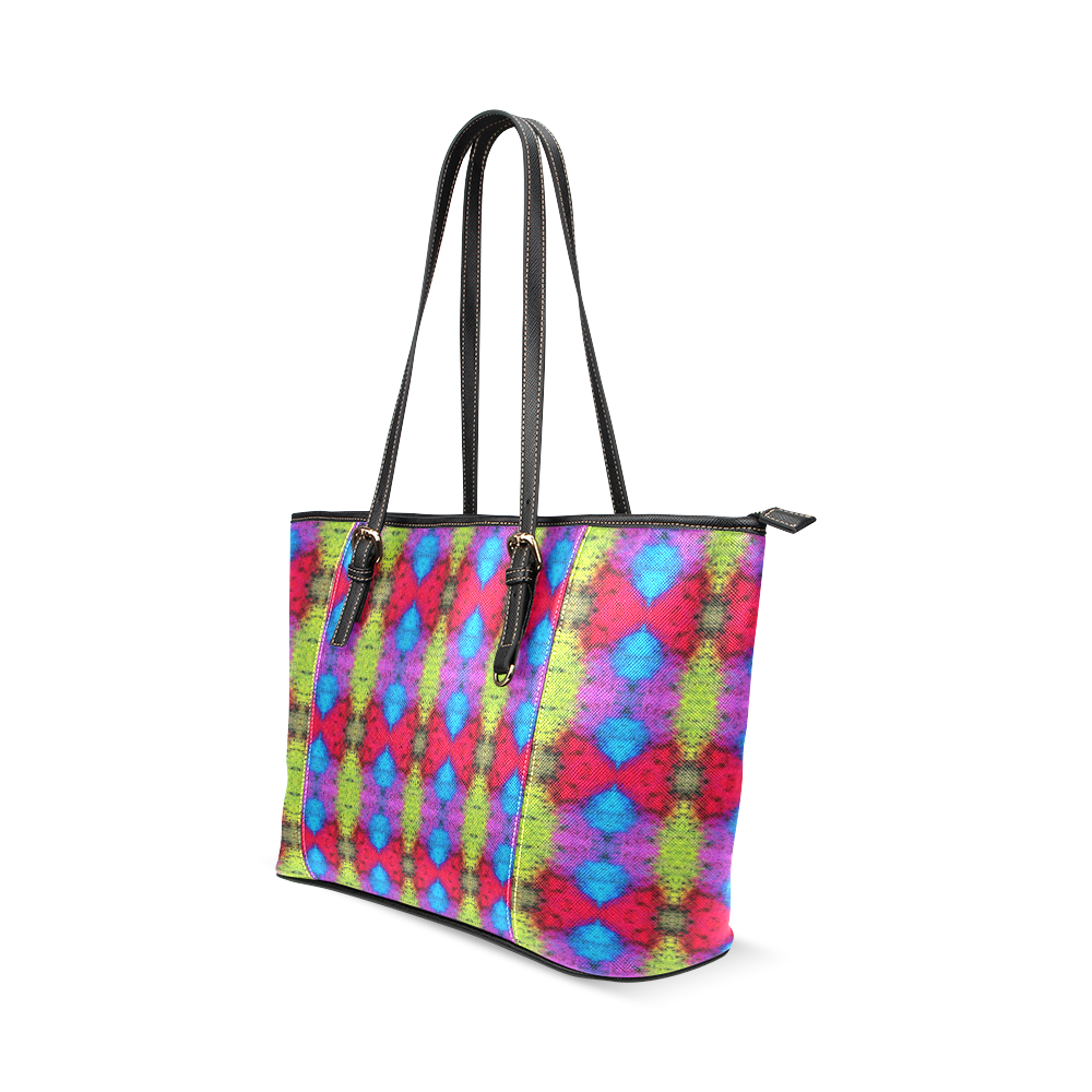 Colorful Painting Goa Pattern Leather Tote Bag/Small (Model 1640)