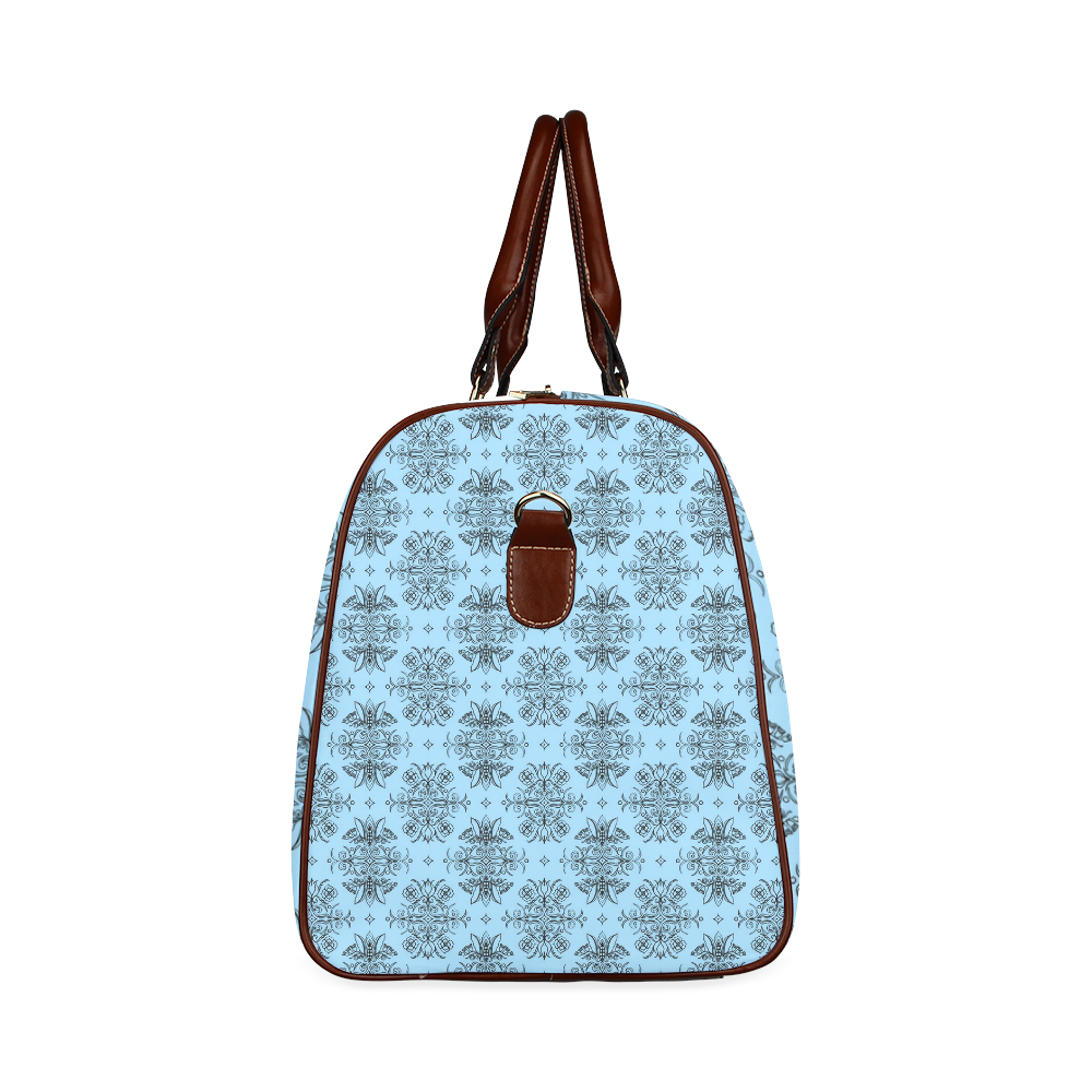 Wall Flower in Airy Blue by Aleta Waterproof Travel Bag/Large (Model 1639)