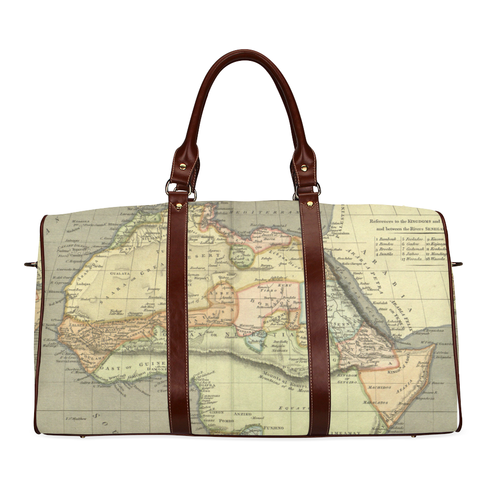 Vintage Retro Map 1 - Africa - Waterproof Travel Bag/Small (Model 1639)