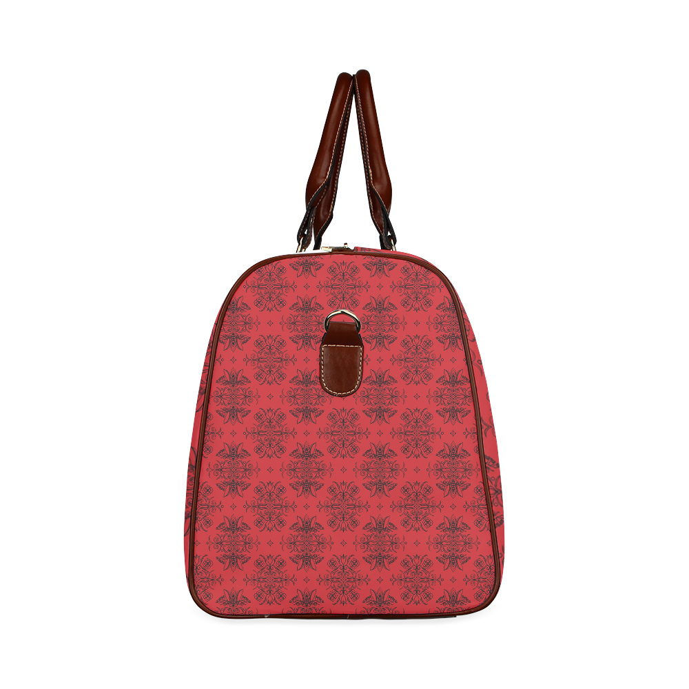 Wall Flower in Aurora Red by Aleta Waterproof Travel Bag/Large (Model 1639)