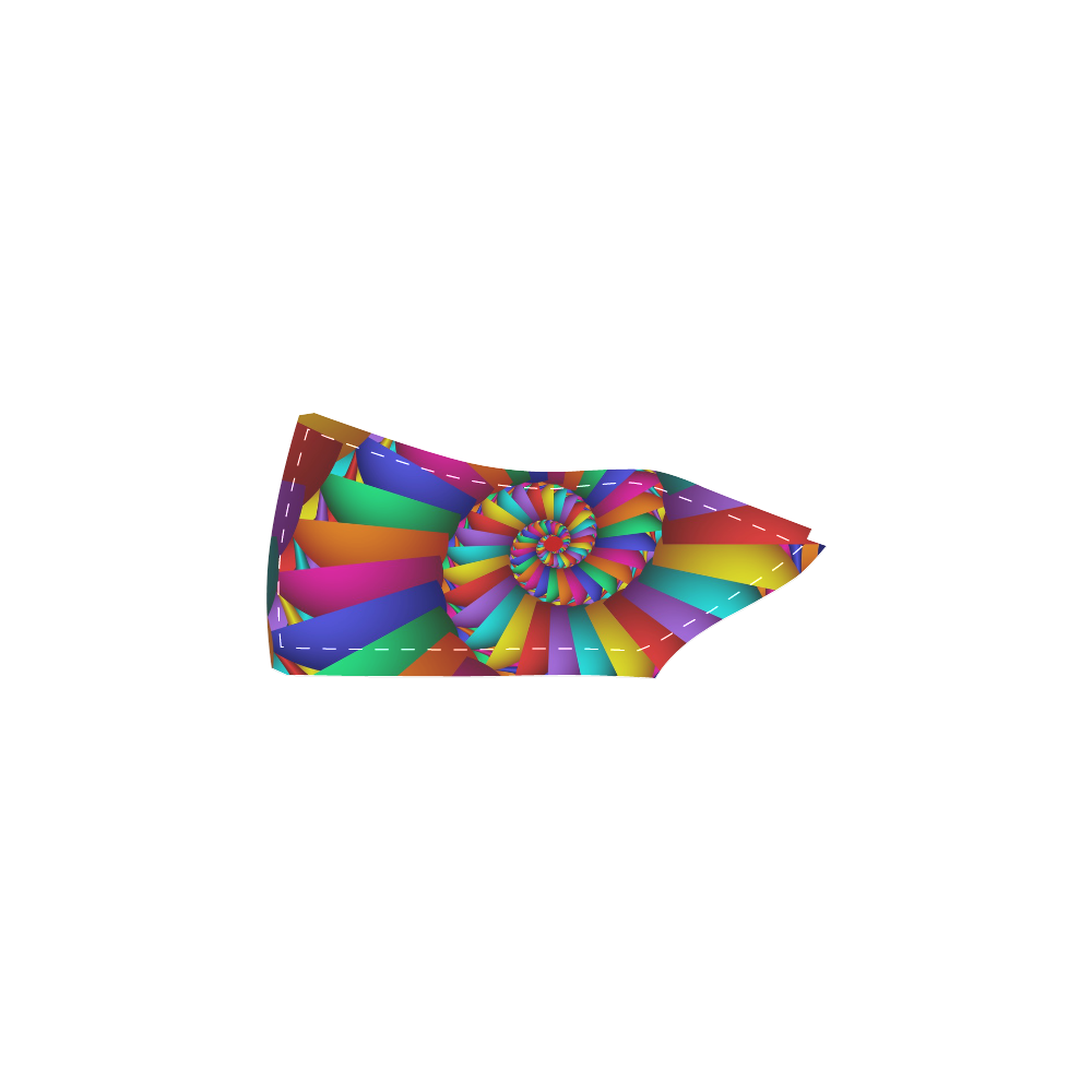 Rainbow Spiral Cool Abstract Fractal Art Women's Slip-on Canvas Shoes (Model 019)