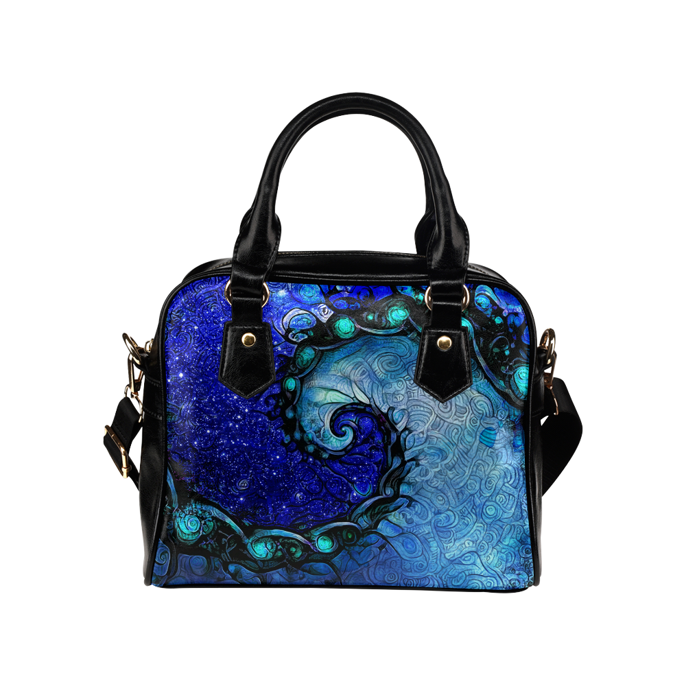 Scorpio Spiral Shoulder Handbag -- Nocturne of Scorpio Fractal Astrology Shoulder Handbag (Model 1634)