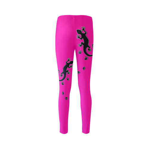 RUNNING GECKO with footsteps black Cassandra Women's Leggings (Model L01)