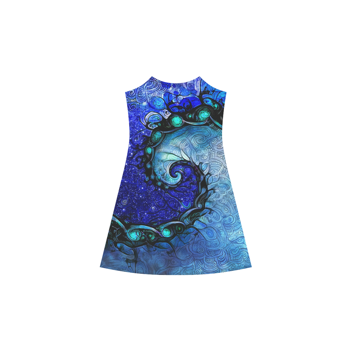Scorpio Spiral Slip Dress -- Nocturne of Scorpio Fractal Astrology Alcestis Slip Dress (Model D05)