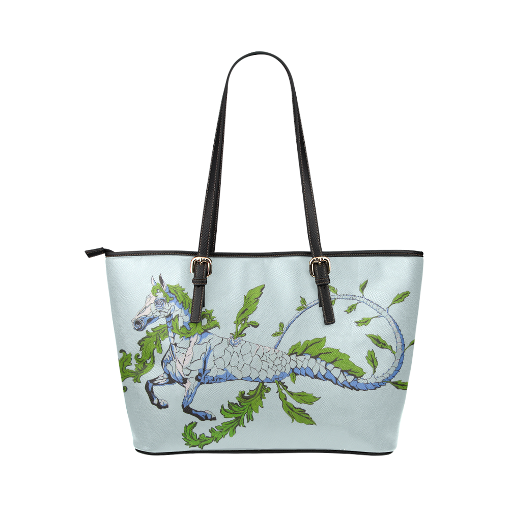 hippocampus leather tote bag Leather Tote Bag/Large (Model 1651)
