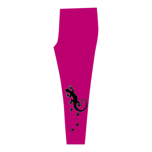 RUNNING GECKO with footsteps black Cassandra Women's Leggings (Model L01)