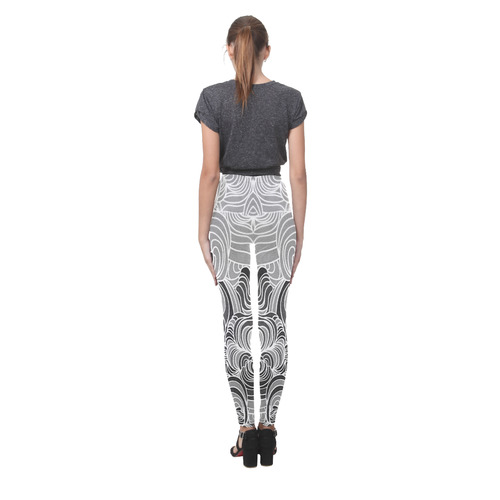 Greys whites doodle tones Cassandra Women's Leggings (Model L01)