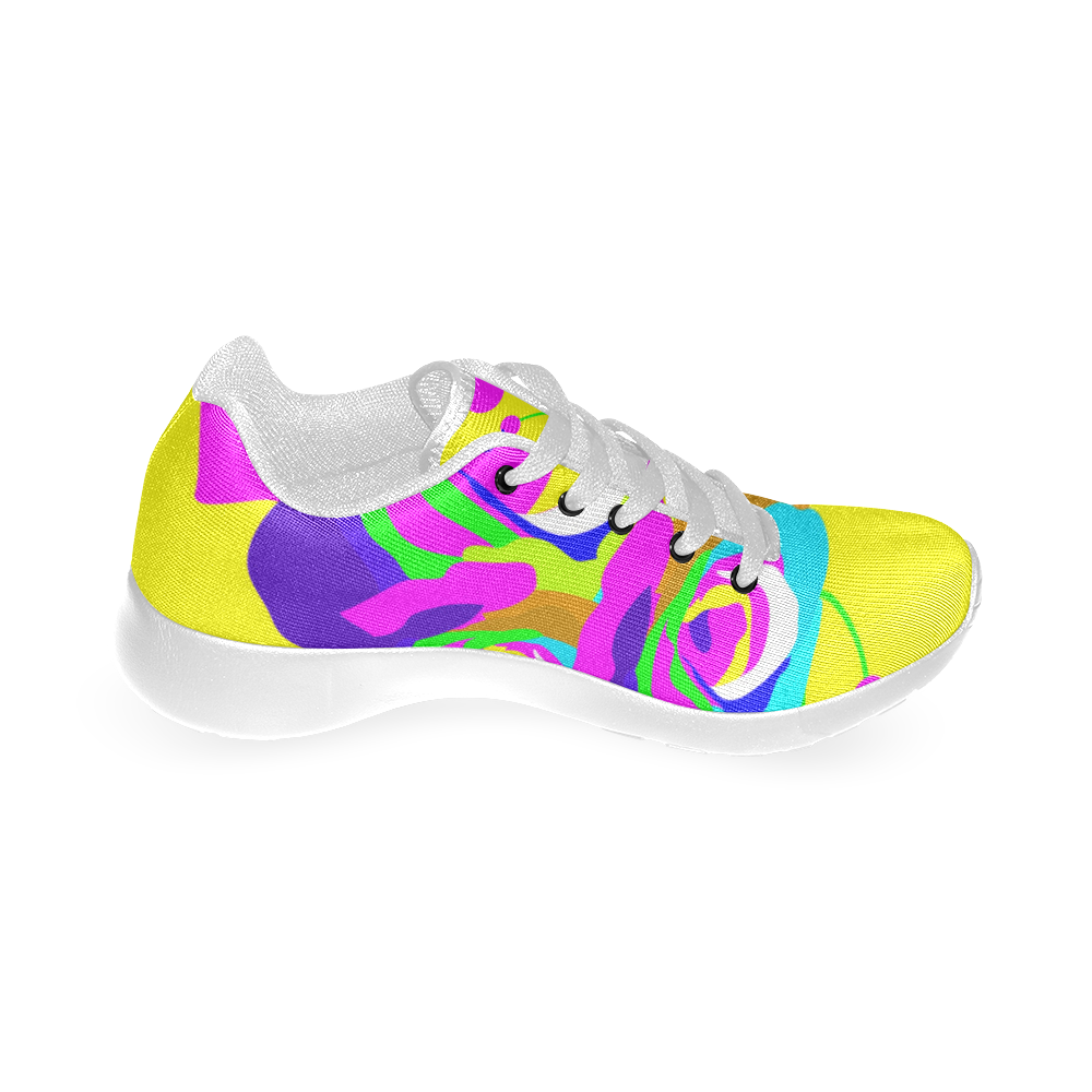 Pink Yellow Cool Abstract Flowers Women’s Running Shoes (Model 020)