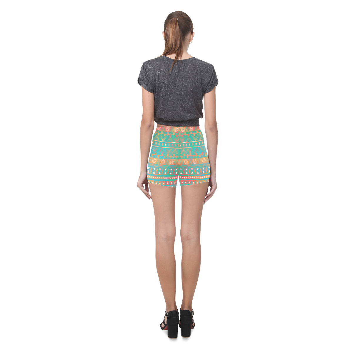 Inspired Aztec Pattern-2 Briseis Skinny Shorts (Model L04)