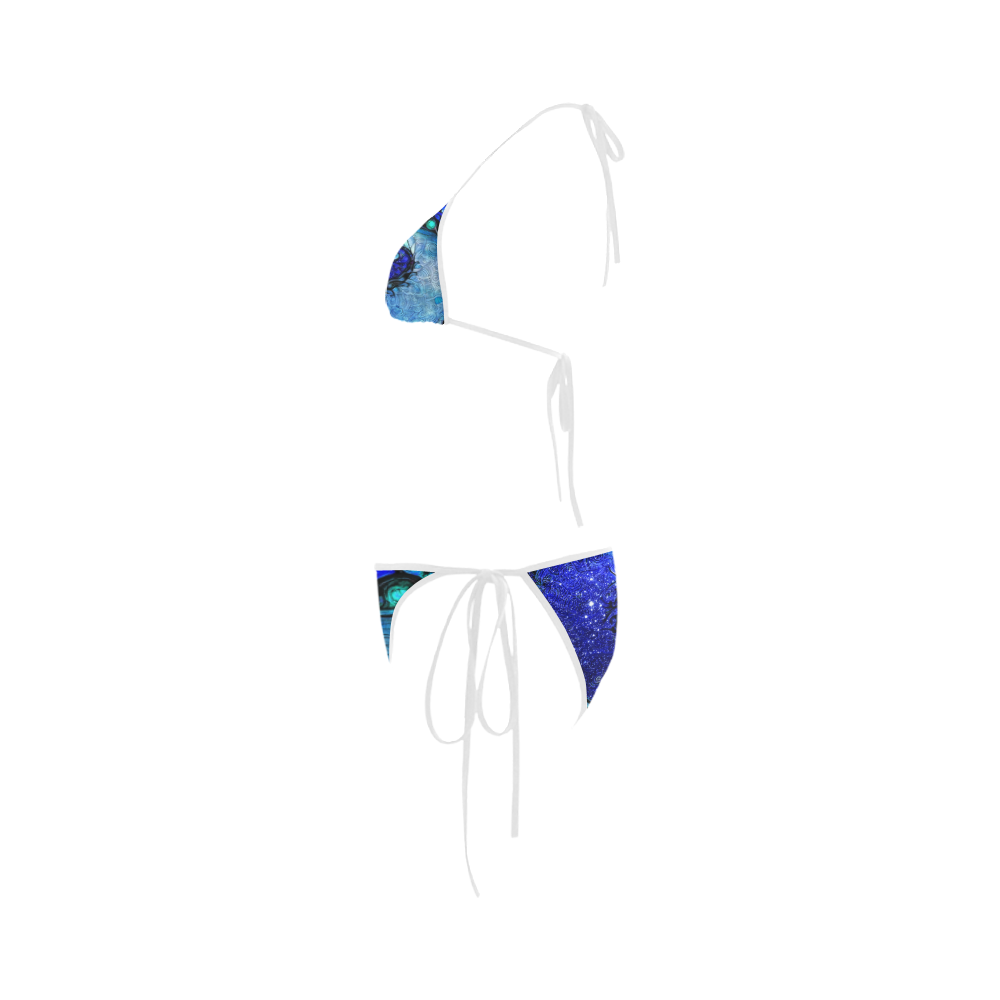 Scorpio Wave White Bikini -- Nocturne of Scorpio Fractal Astrology Custom Bikini Swimsuit