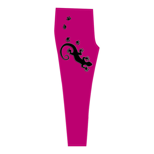 RUNNING GECKO with footsteps black Cassandra Women's Leggings (Model L01)