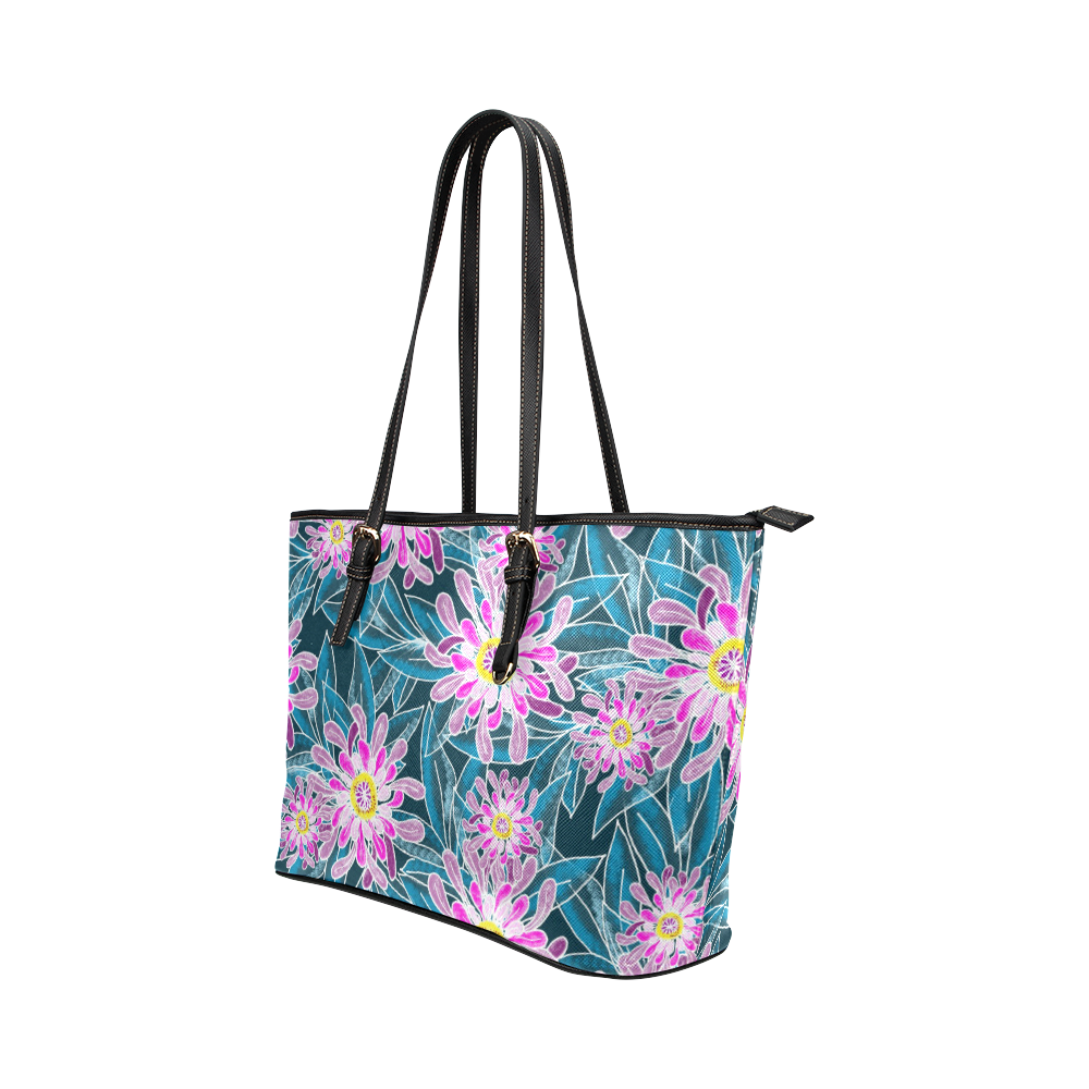 Whinsical Garden Leather Tote Bag/Small (Model 1651)