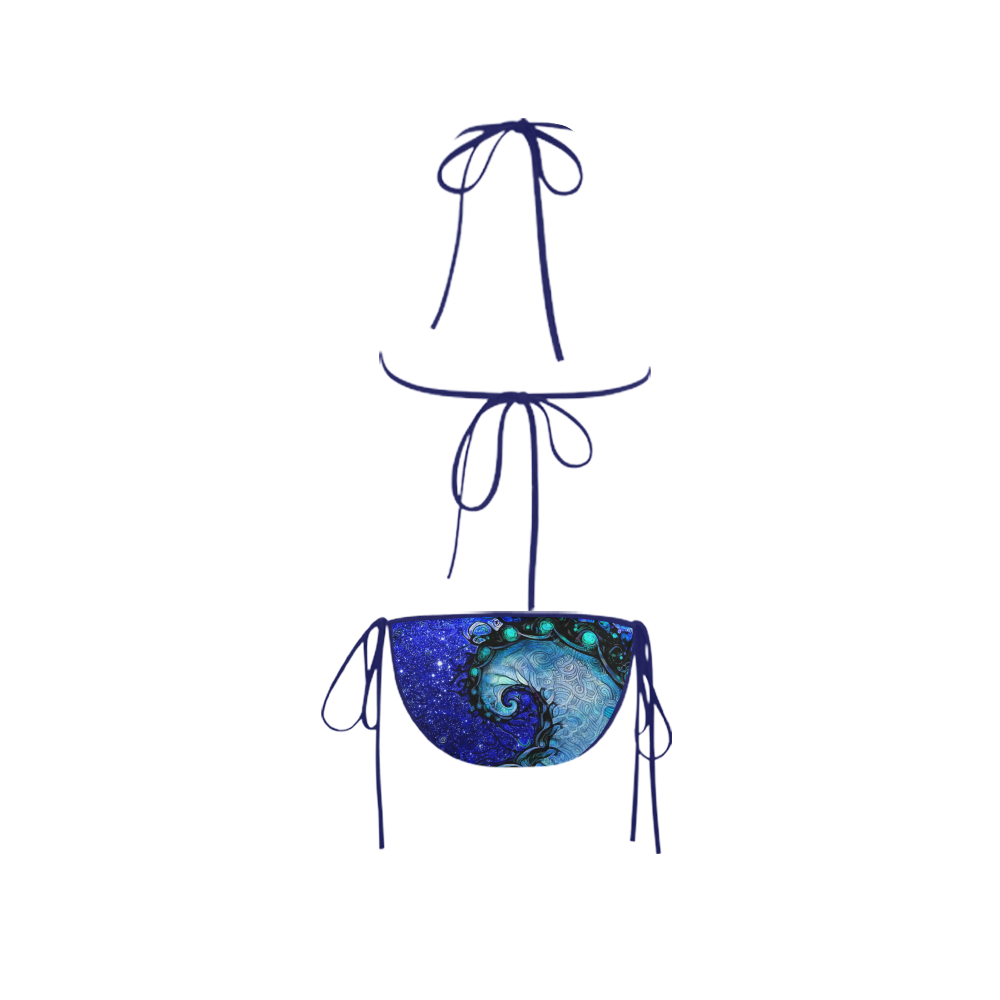 Scorpio Wave Blue Bikini -- Nocturne of Scorpio Fractal Astrology Custom Bikini Swimsuit