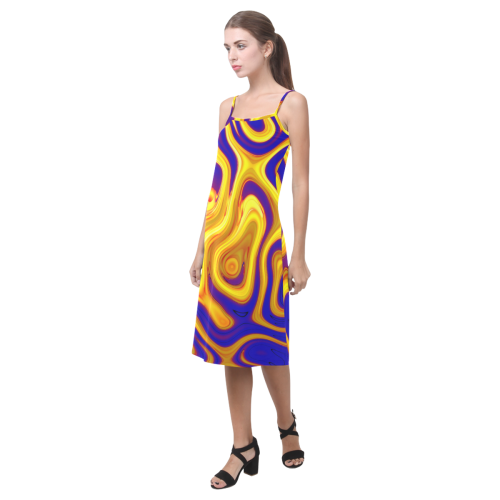 Gelb Blau Marmoriert Alcestis Slip Dress (Model D05)