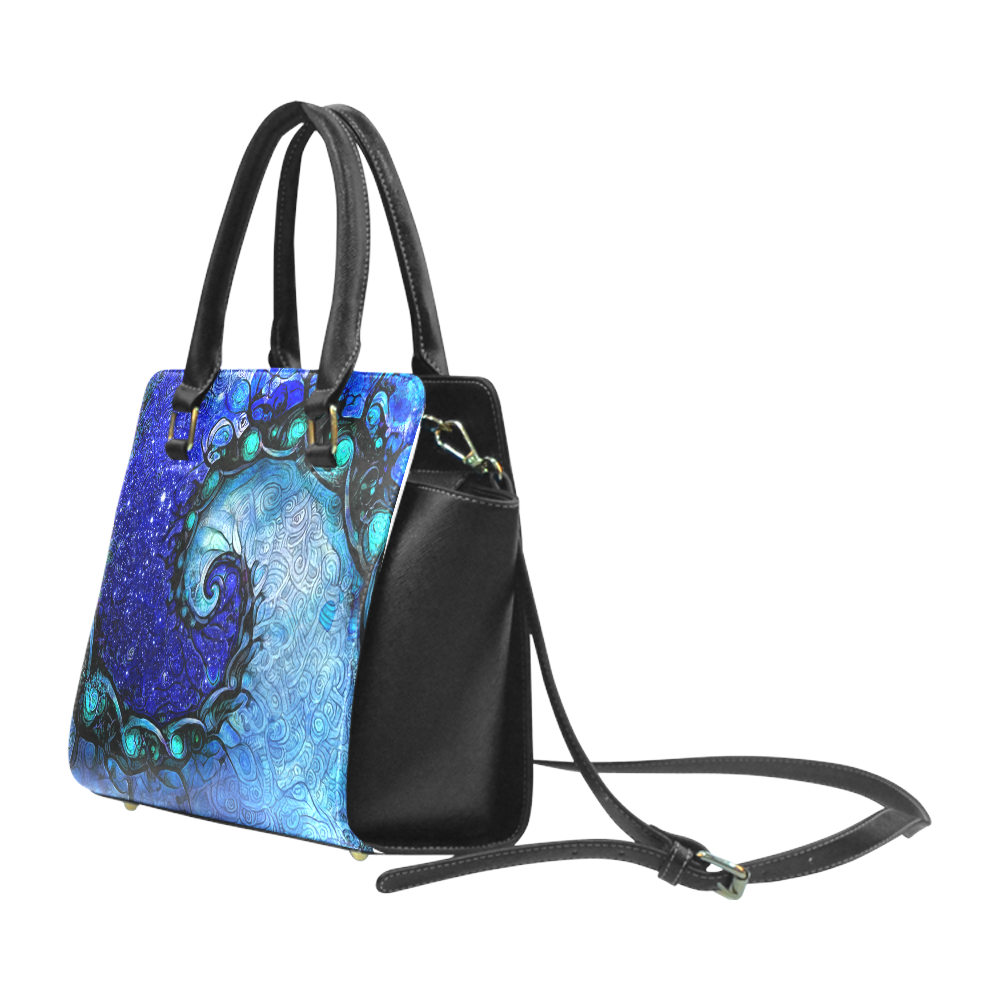 Scorpio Spiral Riveted Shoulder Handbag -- Nocturne of Scorpio Fractal Astrology Rivet Shoulder Handbag (Model 1645)