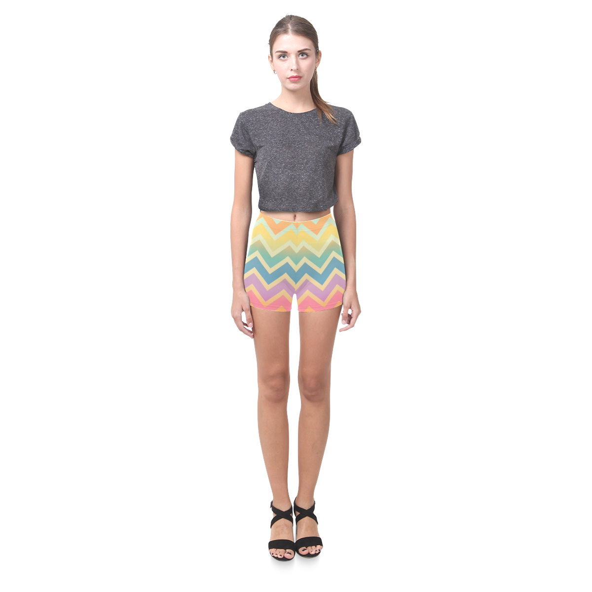 Summer-color Chevron Briseis Skinny Shorts (Model L04)