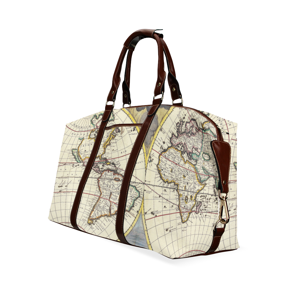 Vintage Retro World Map 14 Classic Travel Bag (Model 1643)