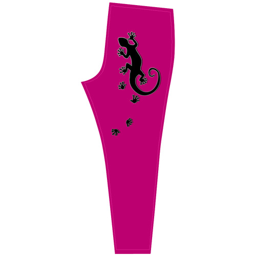 RUNNING GECKO with footsteps black Cassandra Women's Leggings (Model L01)