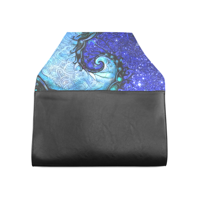Scorpio Spiral Clutch Bag -- Nocturne of Scorpio Fractal Astrology Clutch Bag (Model 1630)