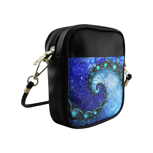 Scorpio Spiral Sling Bag -- Nocturne of Scorpio Fractal Astrology Sling Bag (Model 1627)