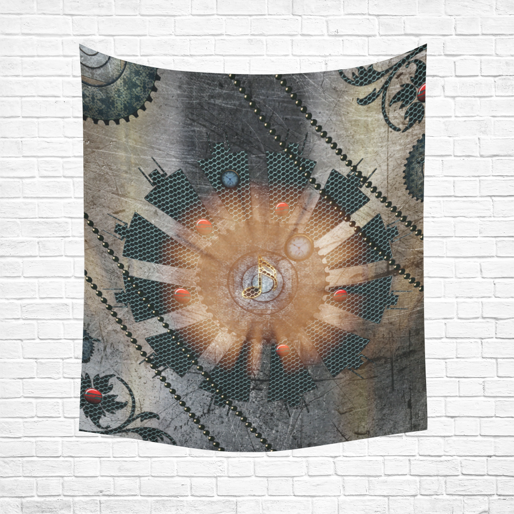 Music, key notes, metal design Cotton Linen Wall Tapestry 51"x 60"