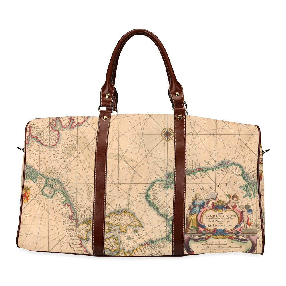 Vintage Retro Map 10 - Norway Waterproof Travel Bag/Small (Model 1639)