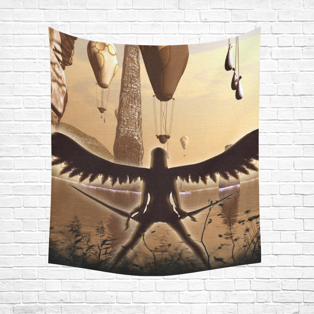Angel in the sunset Cotton Linen Wall Tapestry 51"x 60"