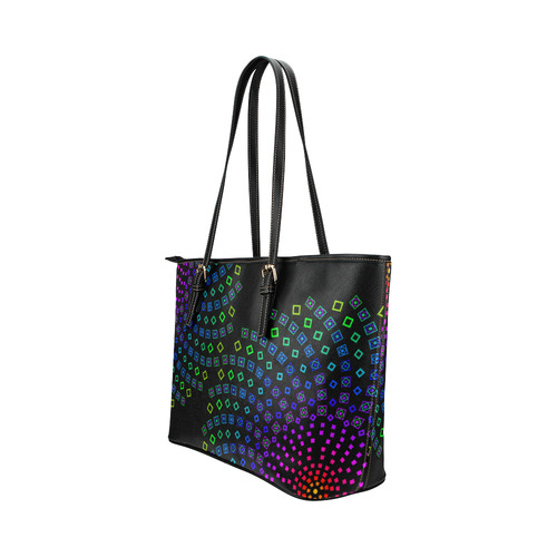 Colorful Fibonacci Mandala by ArtformDesigns Leather Tote Bag/Small (Model 1651)