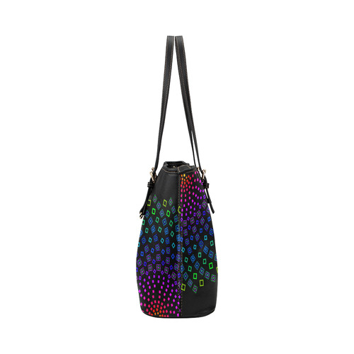 Colorful Fibonacci Mandala by ArtformDesigns Leather Tote Bag/Small (Model 1651)