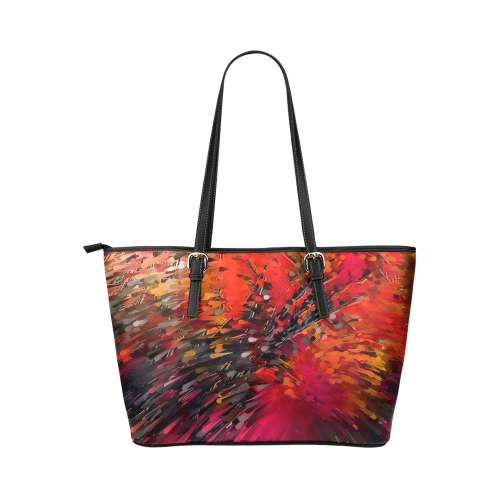 Explosion Fall by Artdream Leather Tote Bag/Small (Model 1651)