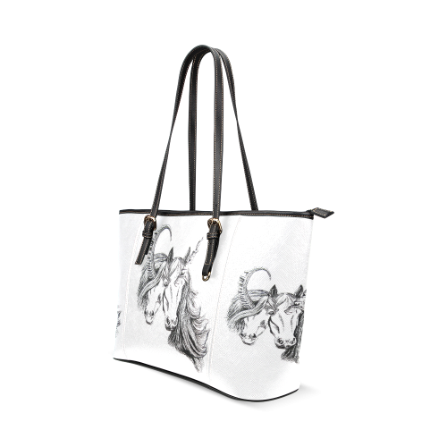 conjoined unicorns leather tote bag Leather Tote Bag/Small (Model 1640)
