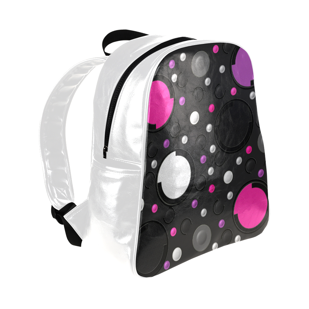 Pink Purple Circles Multi-Pockets Backpack (Model 1636)