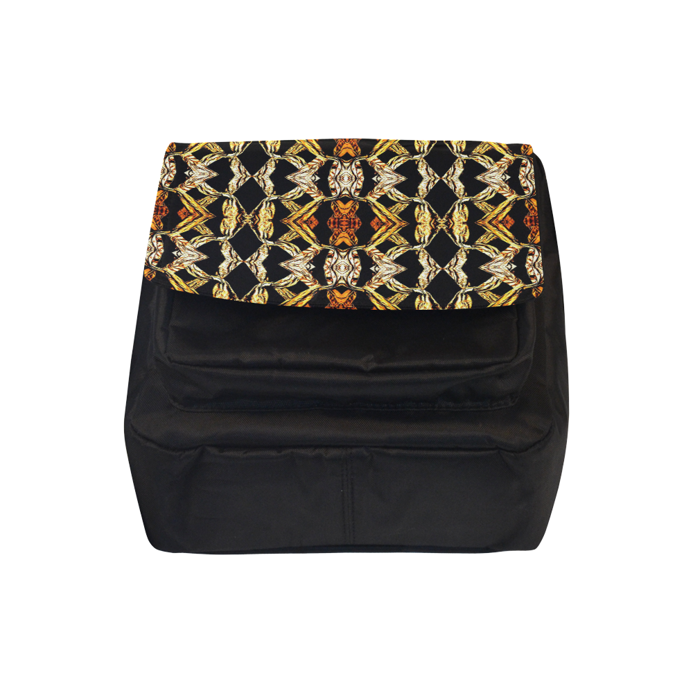 Elegant Oriental Pattern Black Gold Crossbody Nylon Bags (Model 1633)