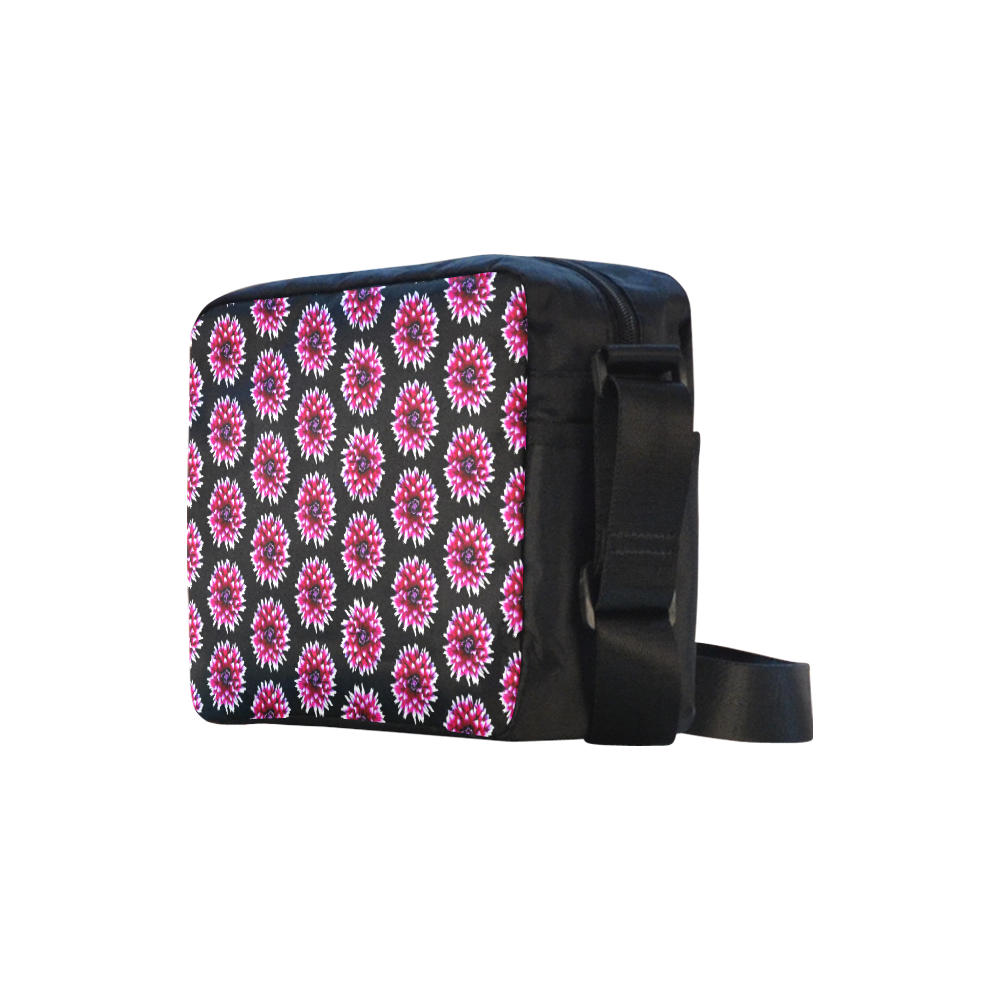 Dahlias Pattern in Pink, Red Classic Cross-body Nylon Bags (Model 1632)