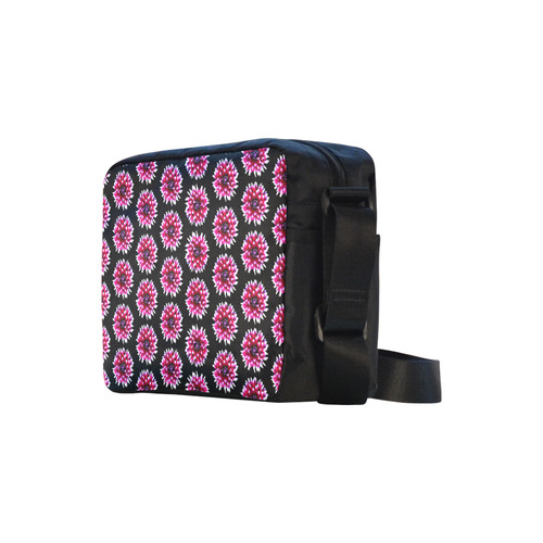 Dahlias Pattern in Pink, Red Classic Cross-body Nylon Bags (Model 1632)