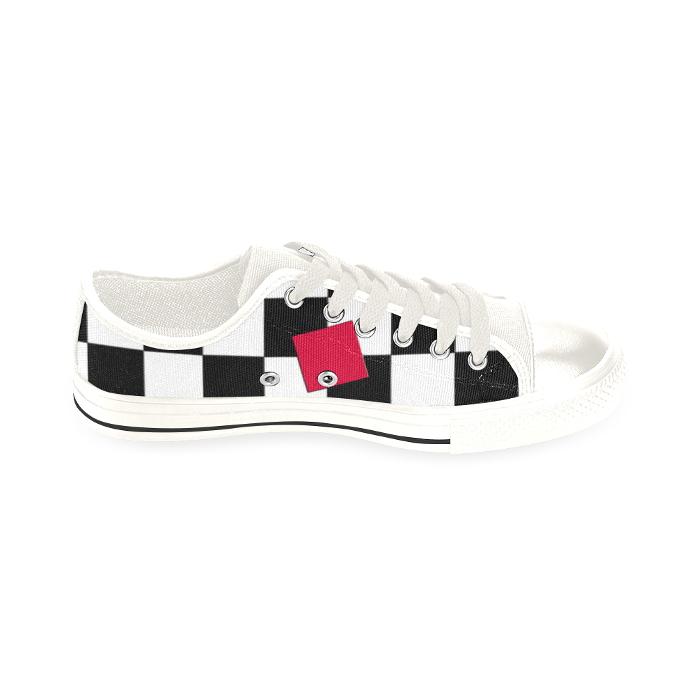 Dropout Red Black and White Check Men's Classic Canvas Shoes/Large Size (Model 018)