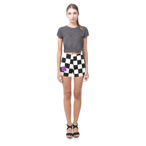 Dropout Lilac Black and White Check Briseis Skinny Shorts (Model L04)