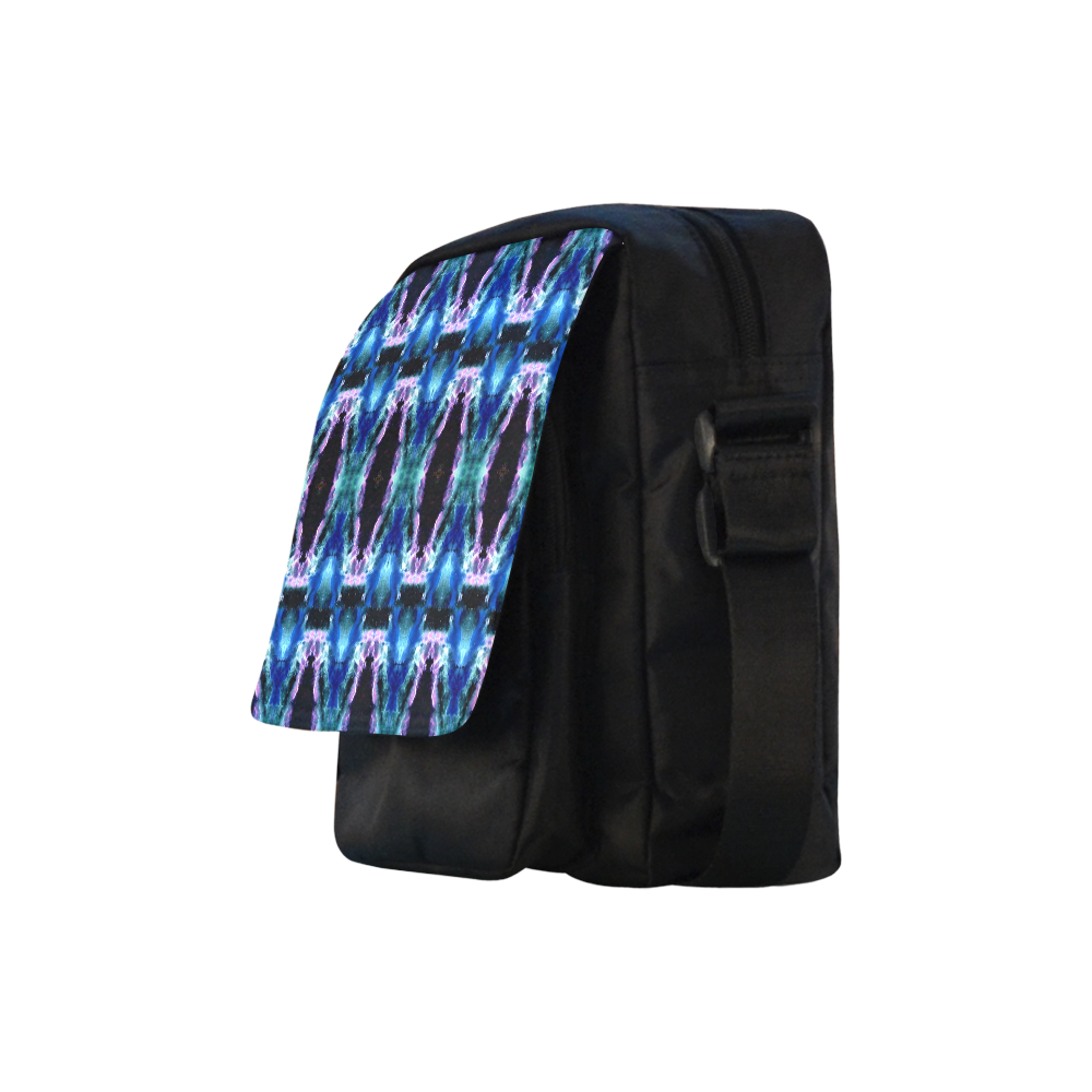Blue, Light Blue, Metallic Diamond Pattern Crossbody Nylon Bags (Model 1633)