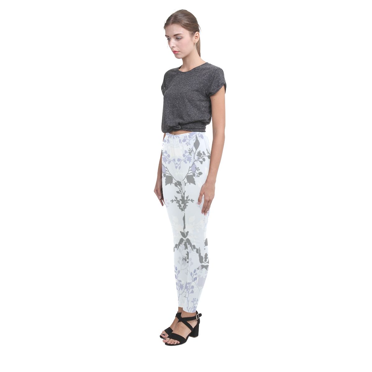 Branches with leaves only very pale blue Cassandra Women's Leggings (Model L01)