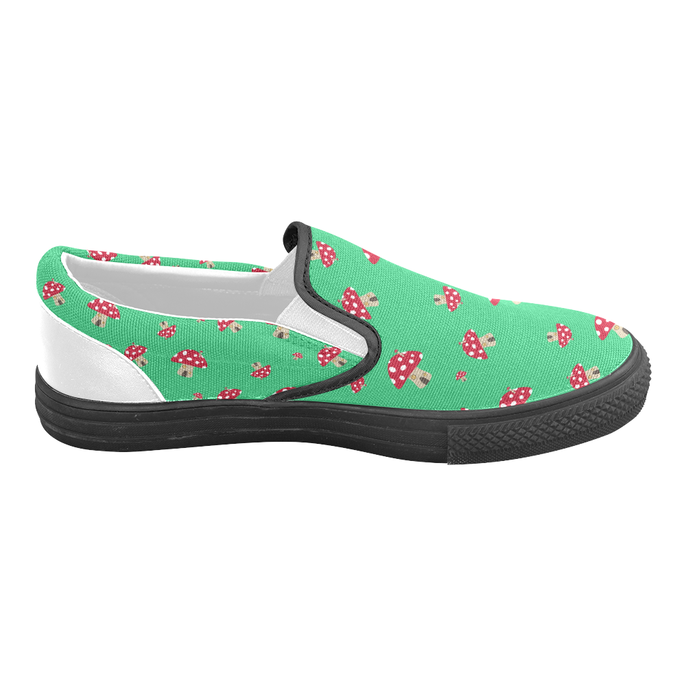 Mushroom House red and white   - red and mushroom Men's Slip-on Canvas Shoes (Model 019)