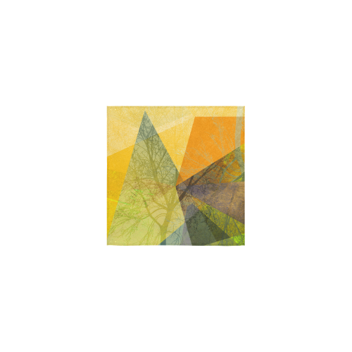 P24-F_Green yellow Trees and Triangles Square Towel 13“x13”
